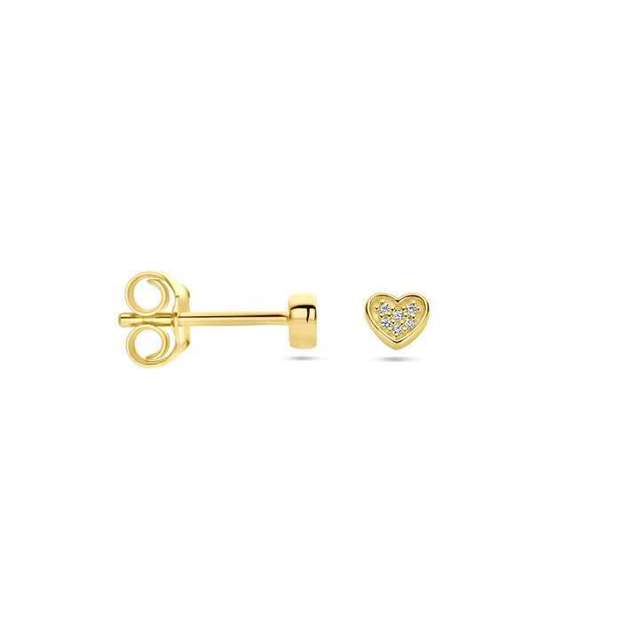 oorknoppen hart diamant h si 14K geelgoud