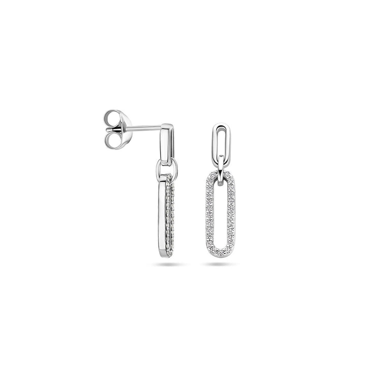 earrings zirconia silver rhodium plated