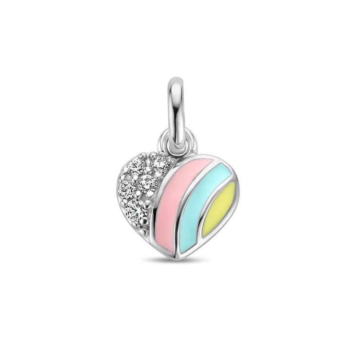 pendant heart and zirconia silver rhodium plated