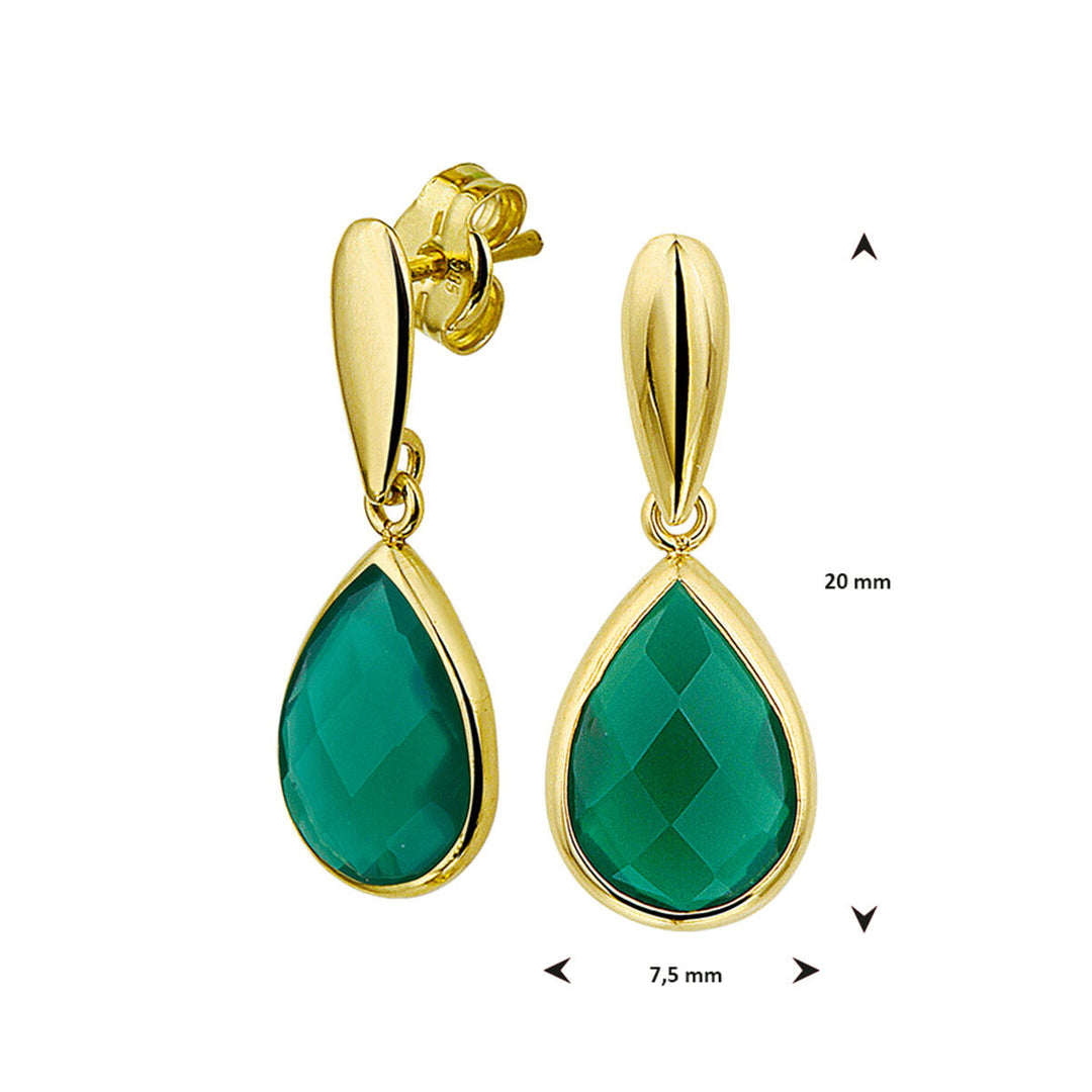 earrings green agate 14K yellow gold