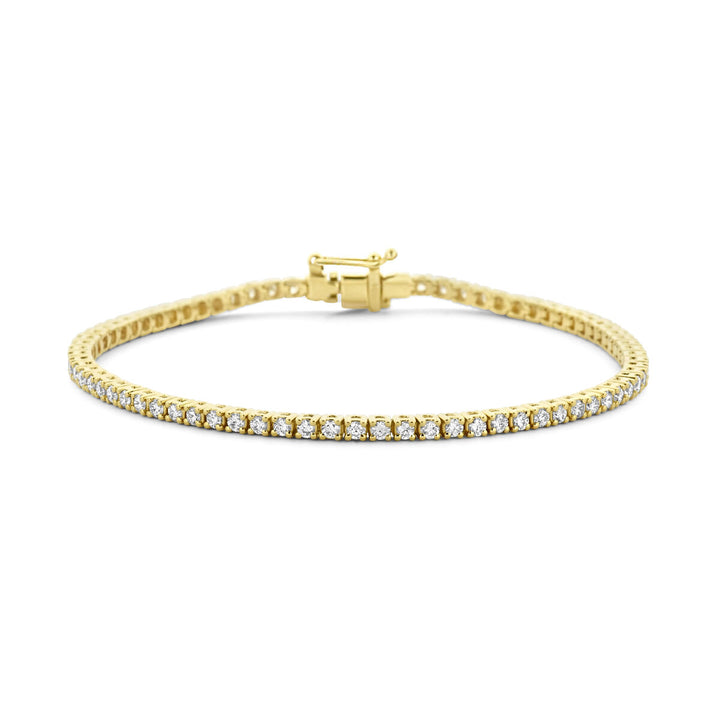 tennis bracelet lab grown diamond 2.00ct g si 2.3 mm 17.5 cm 14K yellow gold