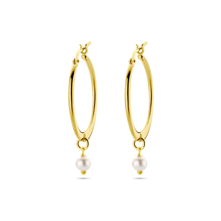 earrings synth. pearl 1 micron silver gold plated (yellow)