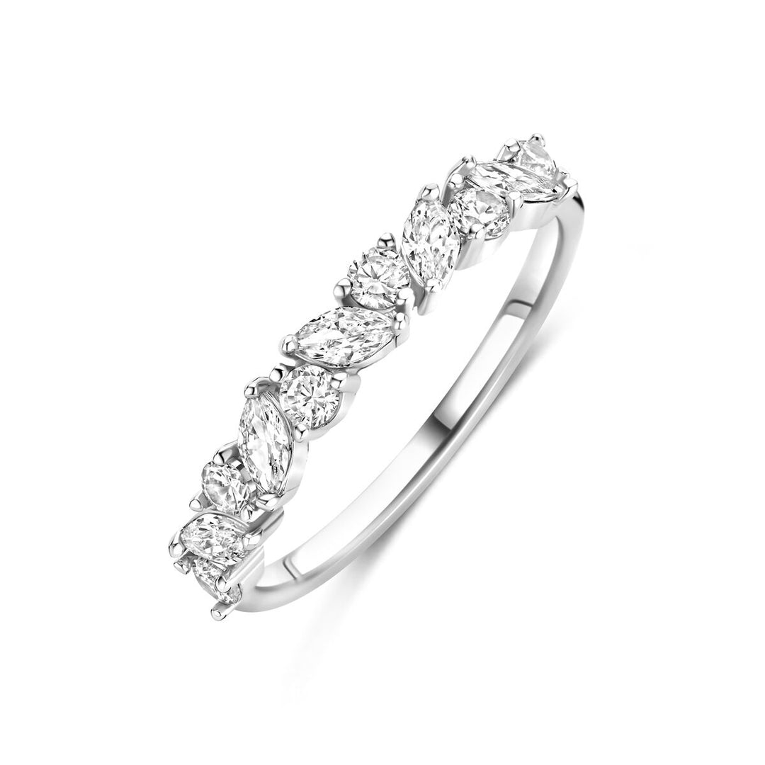 Zilveren damesring met markies zirkonia – 3.5 mm breed