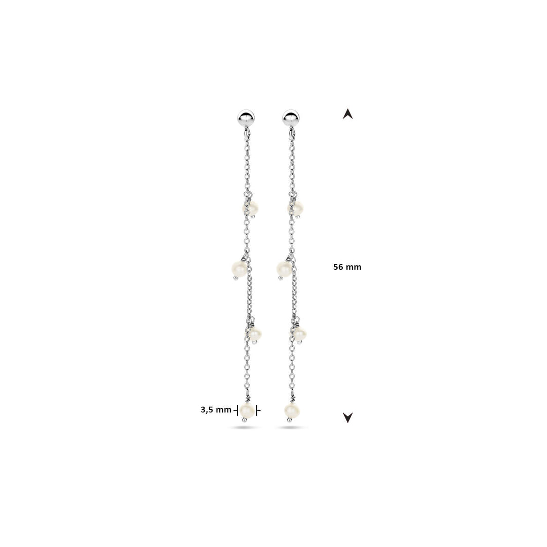 earrings pearl silver rhodium plated