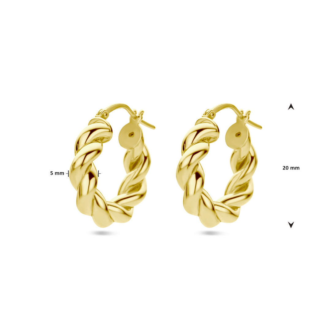earrings twisted 1 micron silver gold plated (yellow)