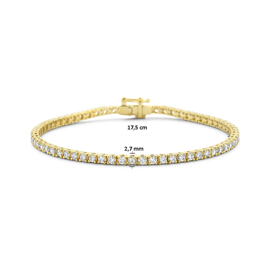 tennis bracelet lab grown diamond 3.00ct g si 2.7 mm 17.5 cm 14K yellow gold