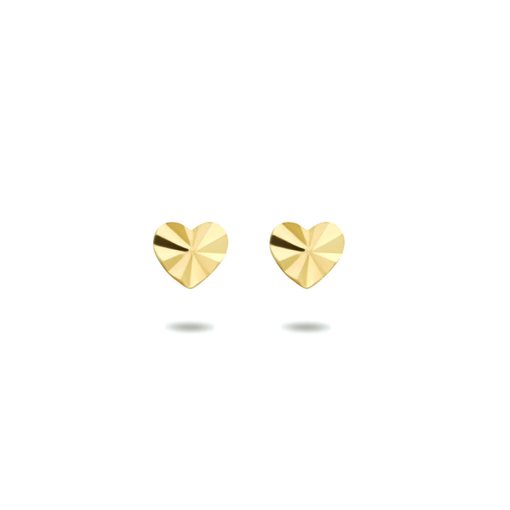 oorknoppen hart gediamanteerd 14K geelgoud