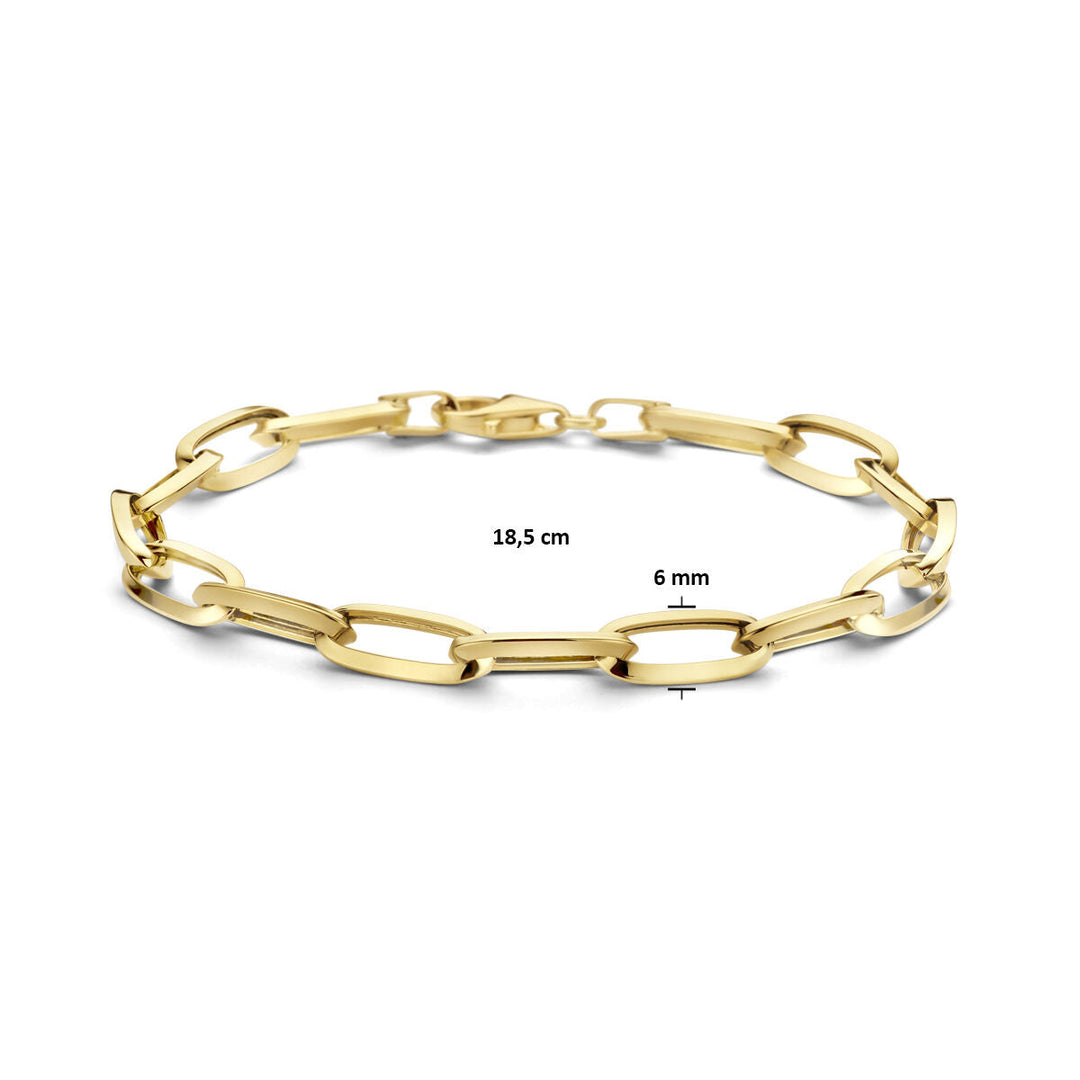 Gold bracelet ladies paper clip pointed tube 14K
