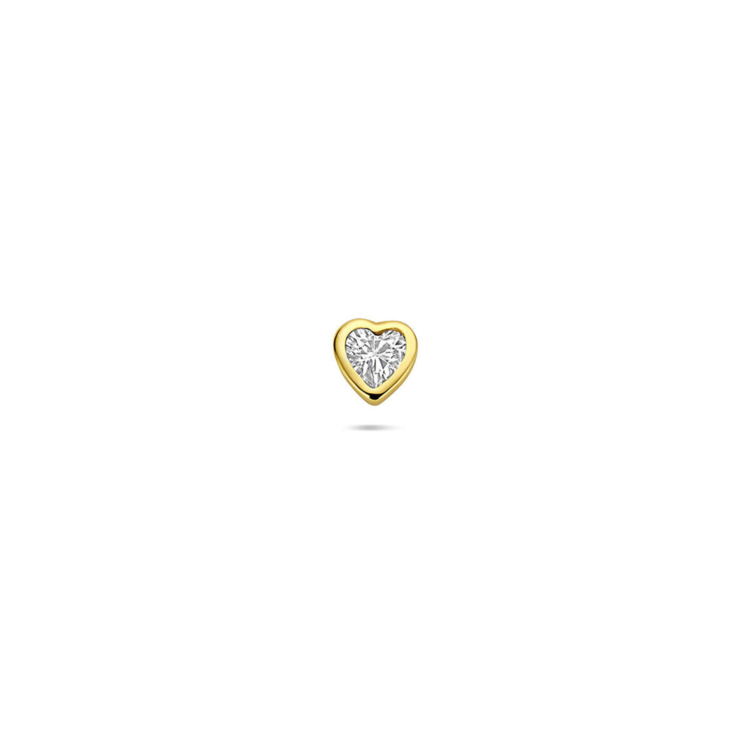 Verguld 925 zilveren flat back piercing met hartvormige zirkonia