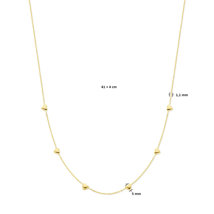 necklace hearts 41 + 4 cm 3 micron silver gold plated (yellow)