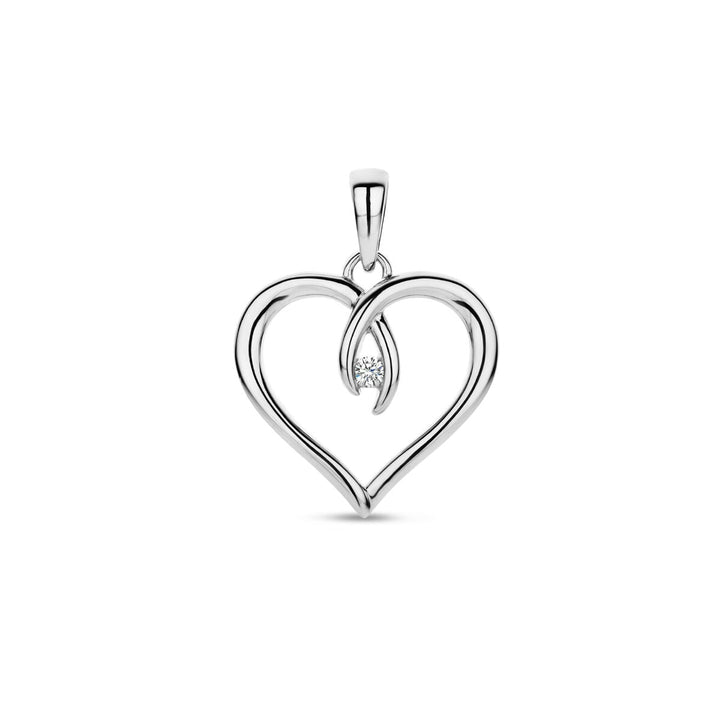 pendant heart zirconia silver rhodium plated