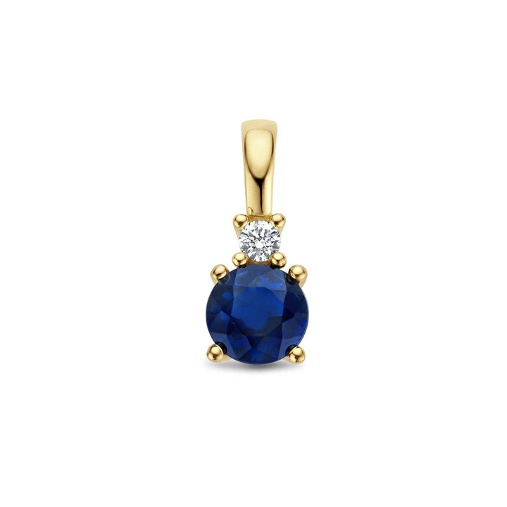 pendant sapphire and diamond 0.02ct h p1 14K yellow gold