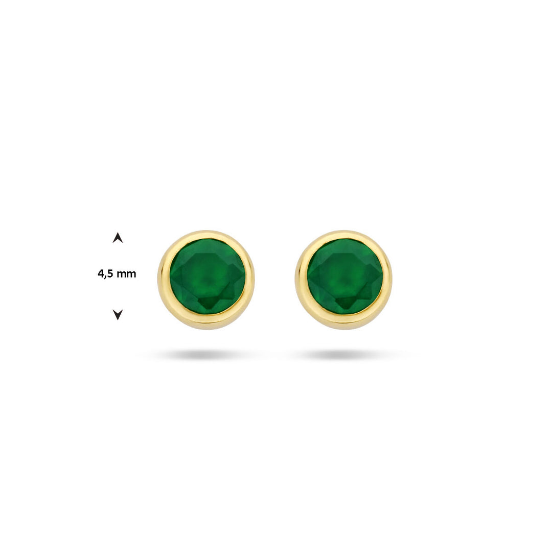ear studs green agate 14K yellow gold