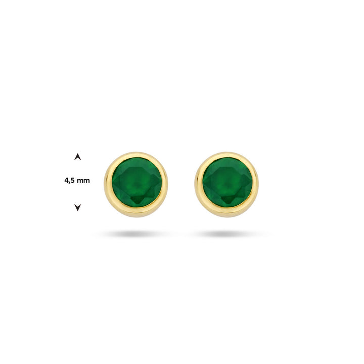 ear studs green agate 14K yellow gold