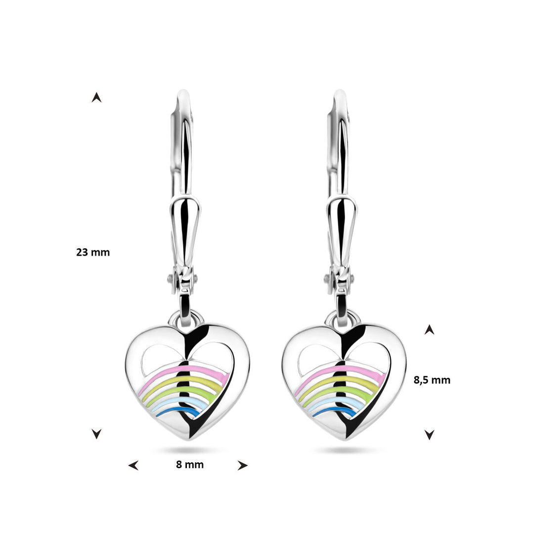 oorhangers hart emaille zilver gerhodineerd