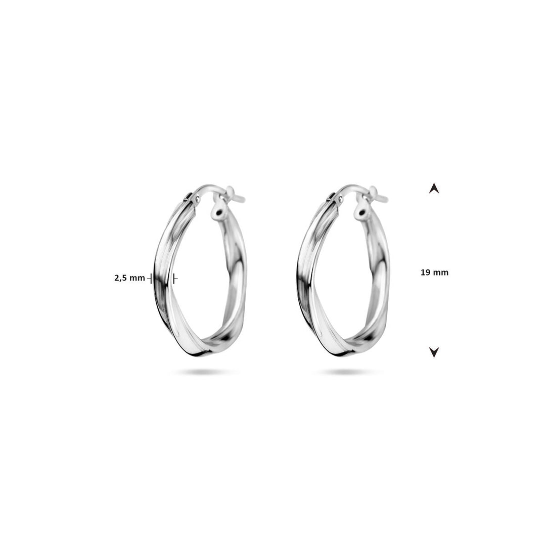 earrings twisted 2.0 mm silver rhodium plated