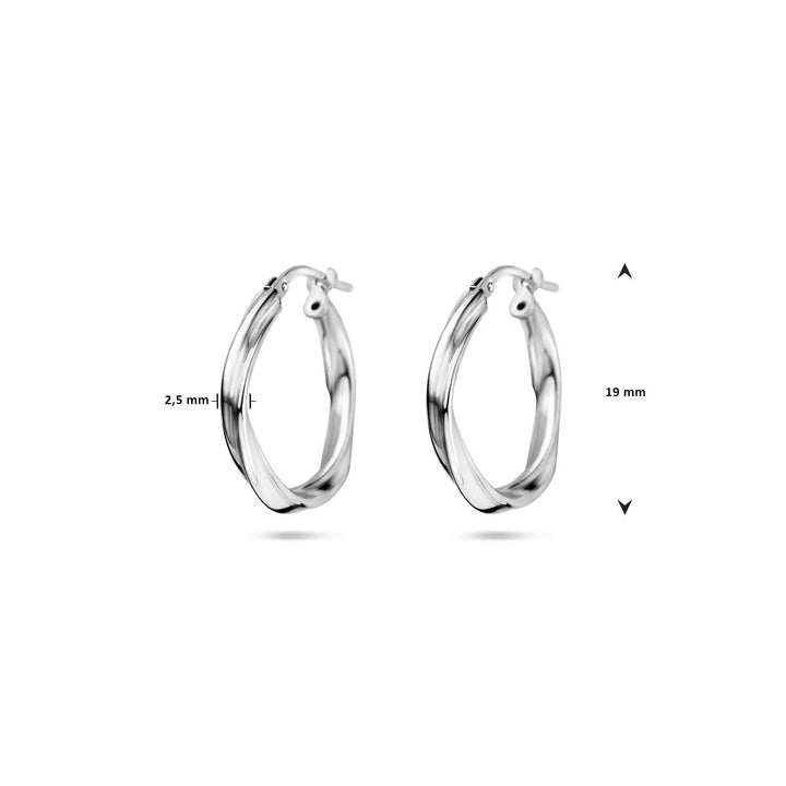 earrings twisted 2.0 mm silver rhodium plated