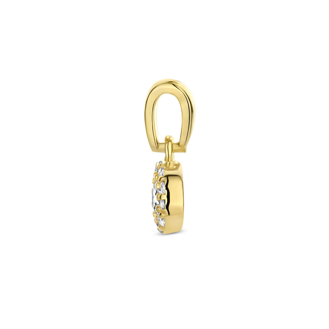 pendant zirconia halo 14K yellow gold