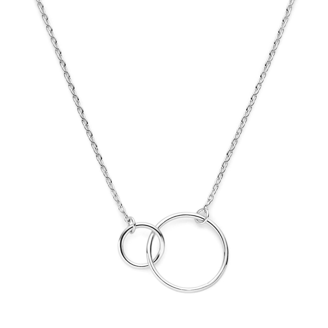 Silver necklace ladies circles rhodium plated