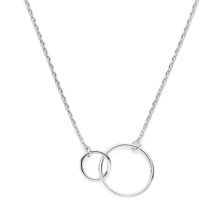 Silver necklace ladies circles rhodium plated