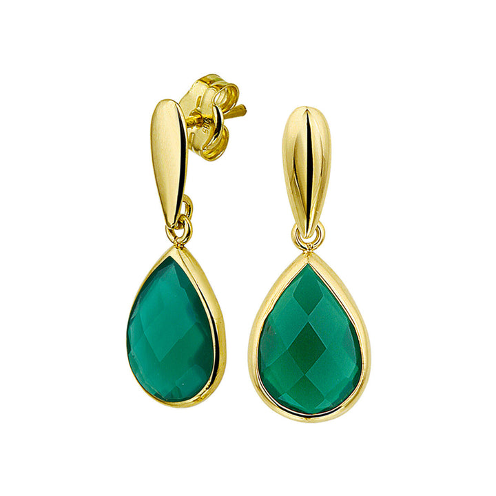 earrings green agate 14K yellow gold