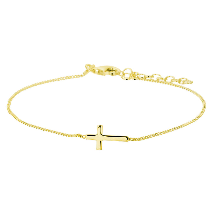 bracelet cross 17 + 3 cm 3 micron silver gold plated (yellow)