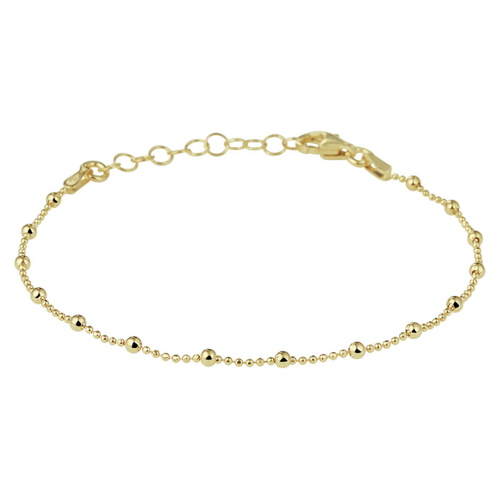 bracelet balls 2.0 mm 16 + 3 cm 3 micron silver gold plated (yellow)