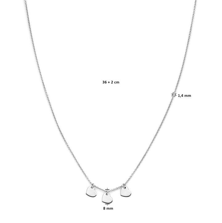 necklace hearts 36 + 2 cm silver rhodium plated
