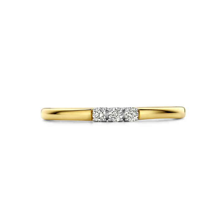 memoir ring trilogy diamond 0.09ct h si 14K bicolor gold yellow/white