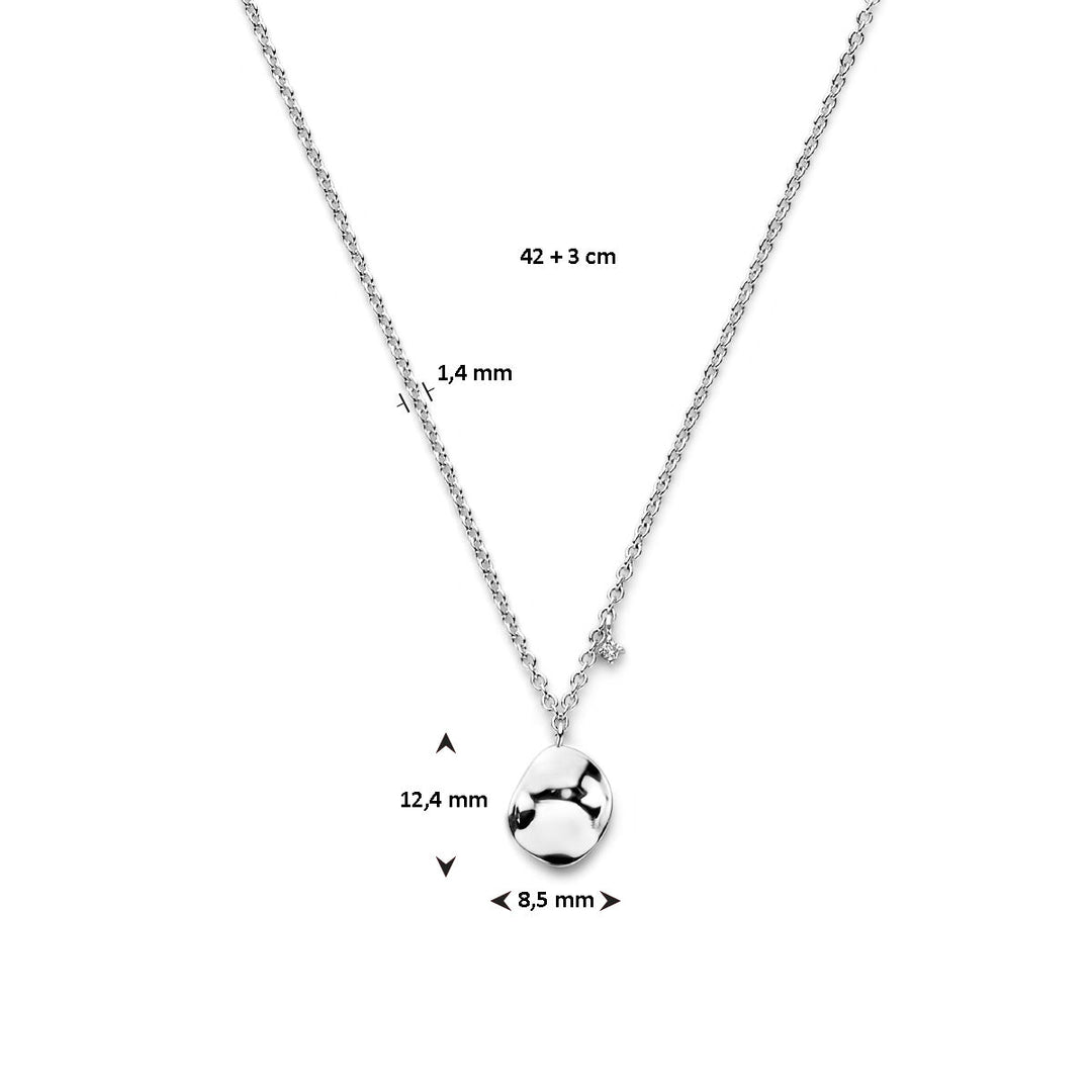 diamond necklace 0.02ct j p1 42 + 3 cm silver rhodium plated