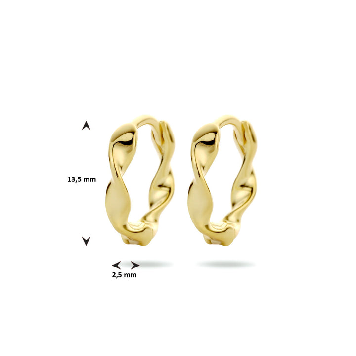 drop earrings twisted 1 micron silver gold plated (yellow)
