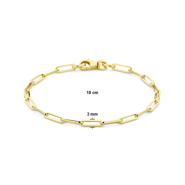 Gouden armband dames paperclip vierkante buis 14K