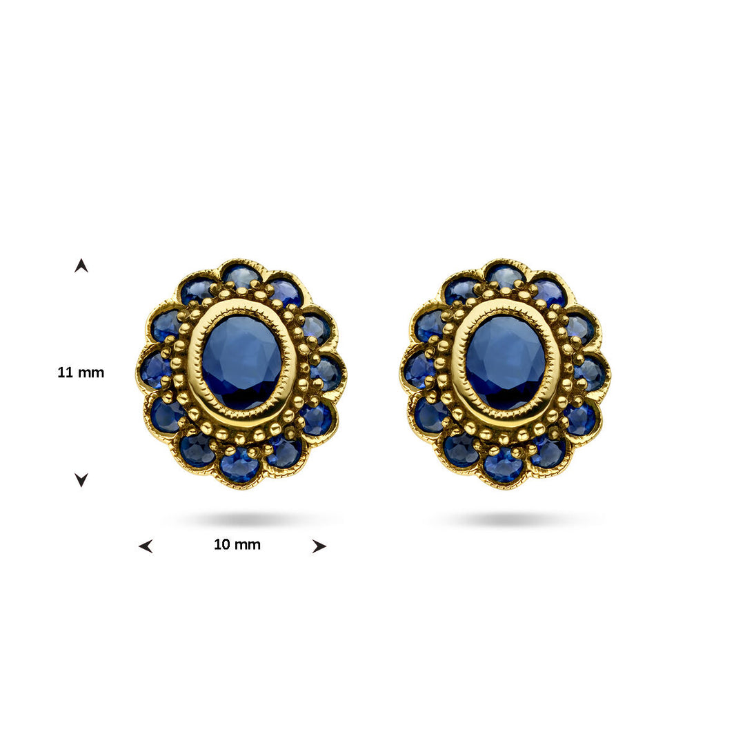 sapphire ear studs 14K yellow gold