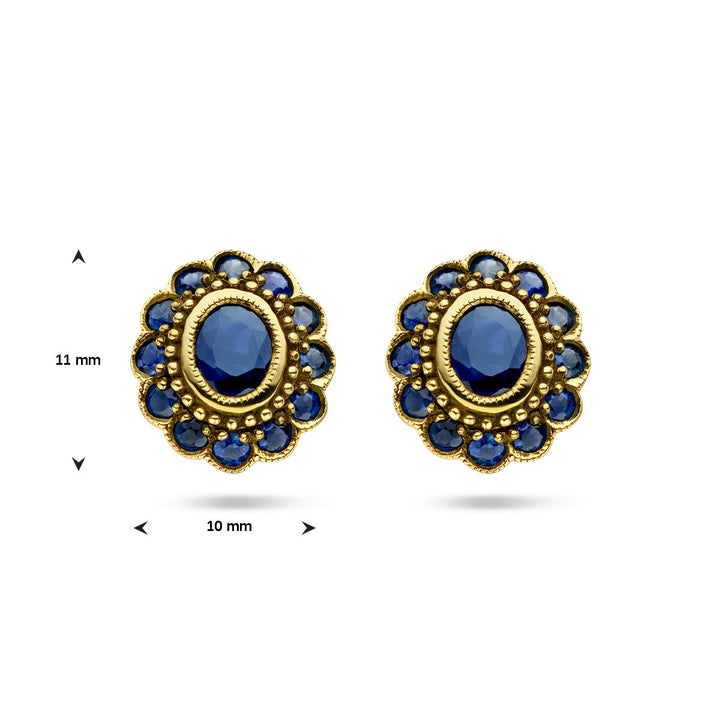 sapphire ear studs 14K yellow gold