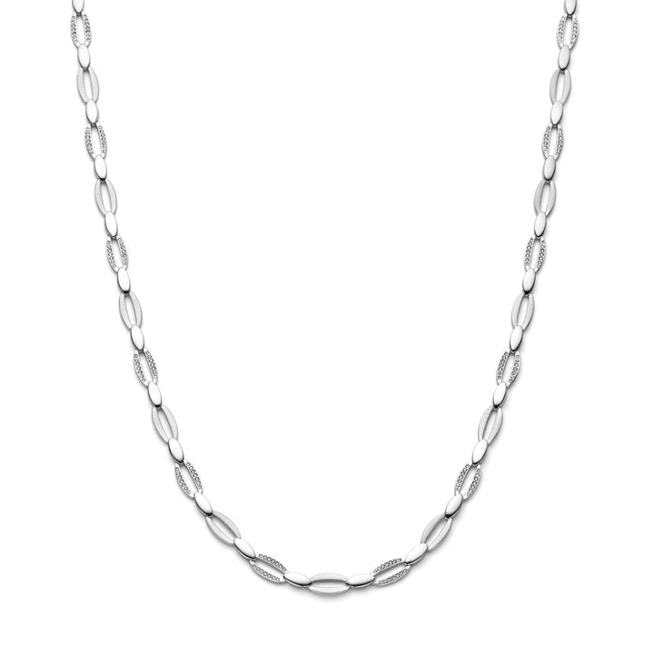 zirconia necklace 6.0 mm 45 cm poly/matt silver rhodium plated