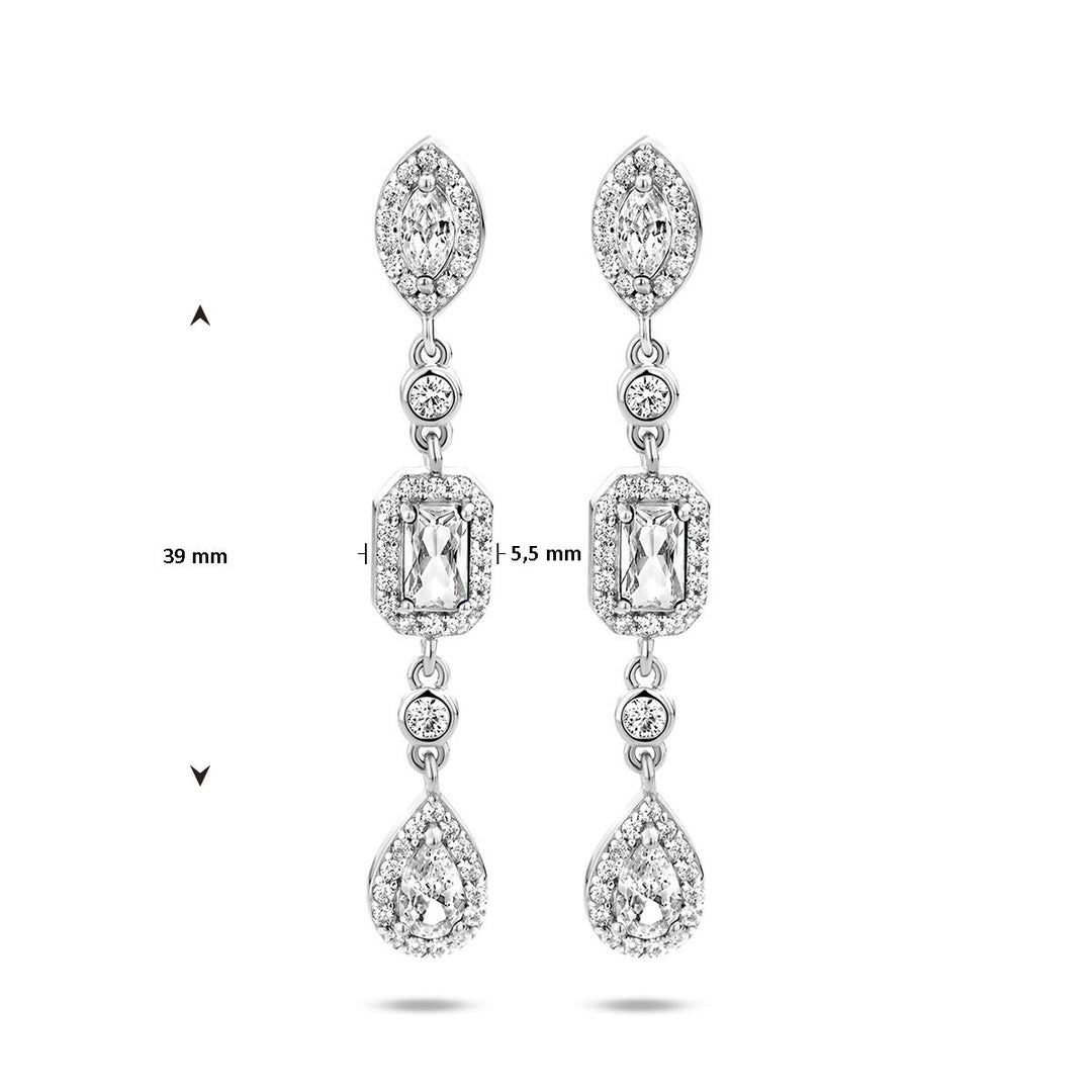 earrings zirconia silver rhodium plated