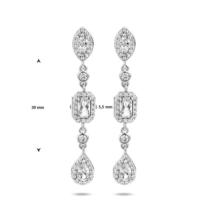 earrings zirconia silver rhodium plated