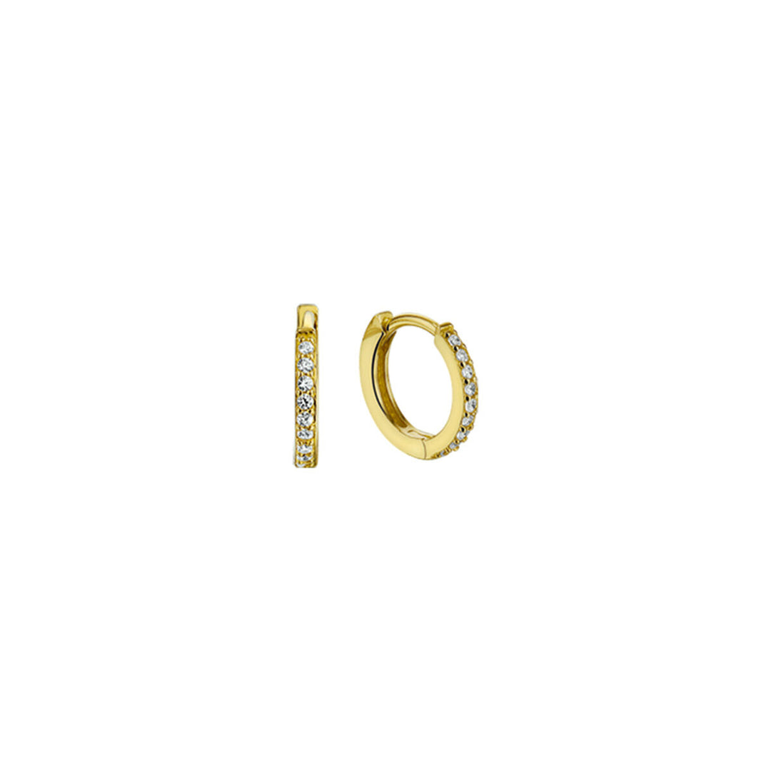 drop earrings zirconia 1.5 mm flat 14K yellow gold