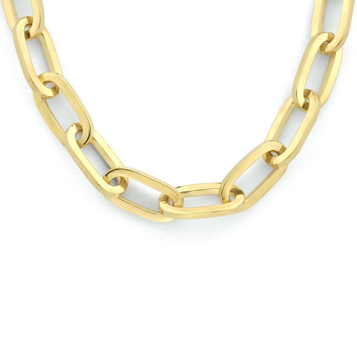 collier paperclip plat massief 5,0 mm 45 cm Zilgold (geelgoud met zilverkern)
