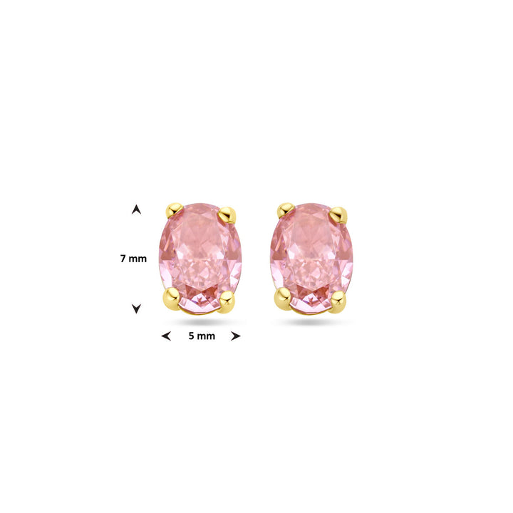 oorknoppen padparadscha zirkonia 14K geelgoud
