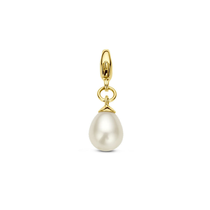 lock charm pearl 14K yellow gold