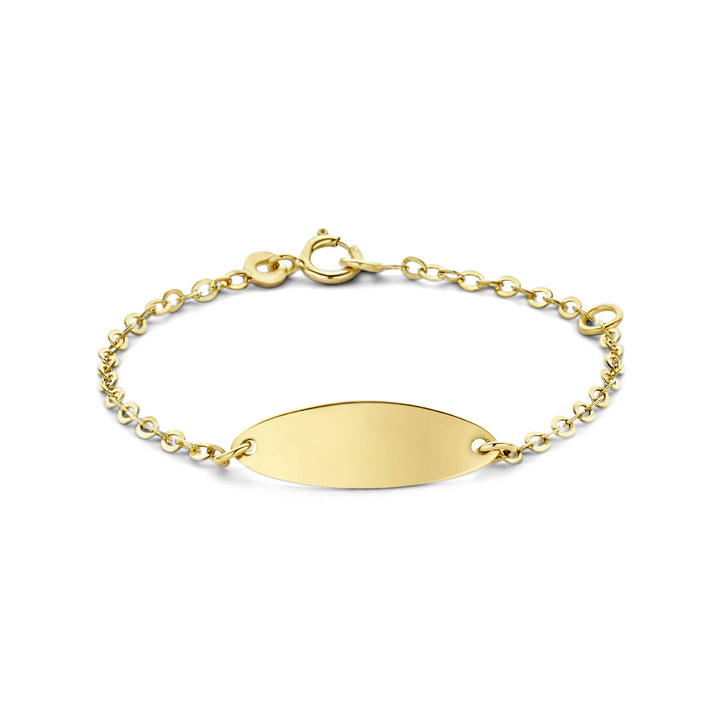 9k engraving bracelet plate 6.0 mm 9K yellow gold colored
