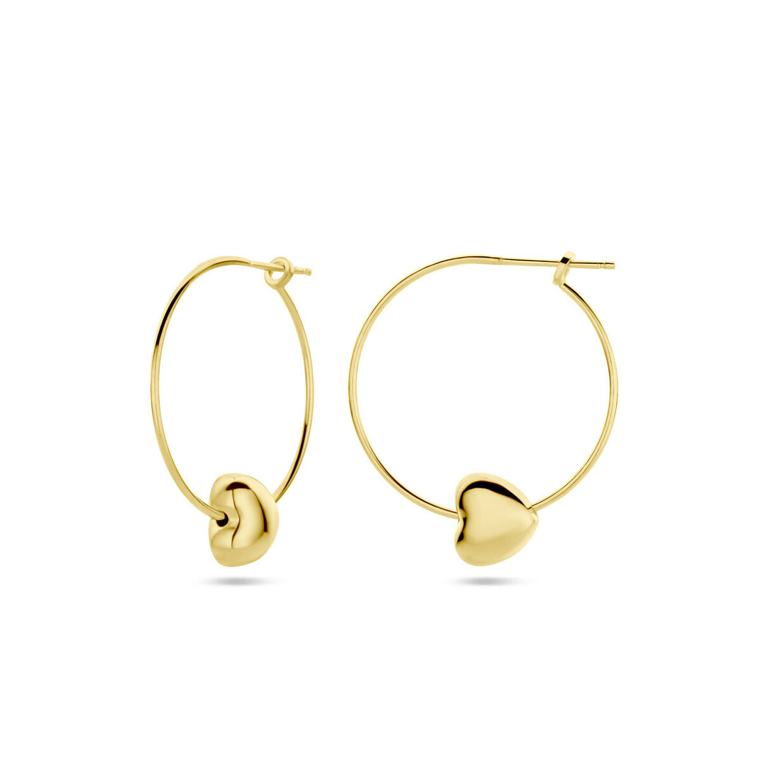 earrings heart 1 micron silver gold plated (yellow)