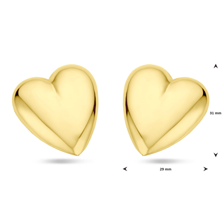 Van der Kooij Collection - ear studs heart 31 mm 1 micron silver gold plated (yellow)
