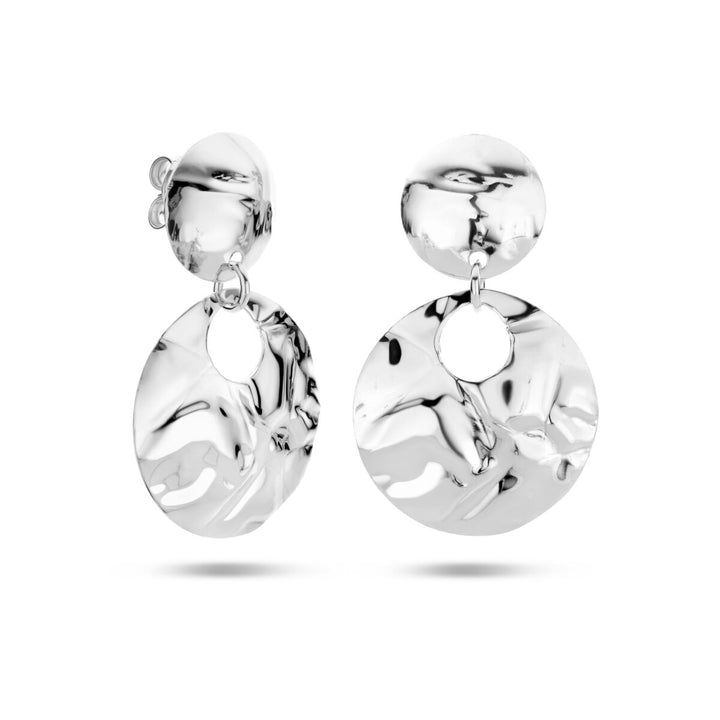 earrings hammered silver rhodium plated