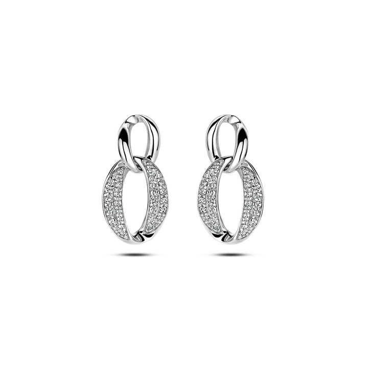 earrings zirconia silver rhodium plated