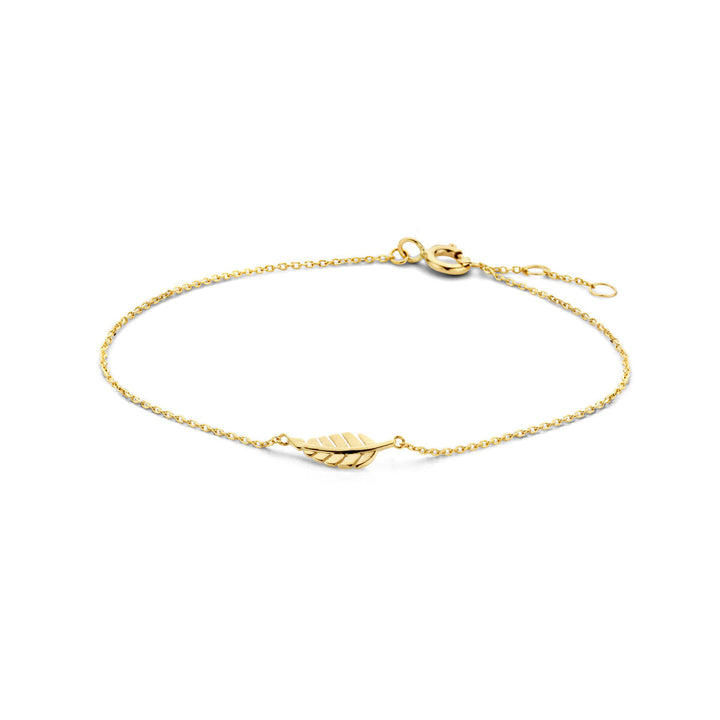 Gold bracelet ladies feather 14K