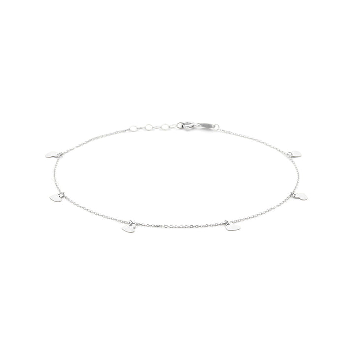 Silver anklet hearts 1.0 mm 24 + 2 cm silver rhodium plated