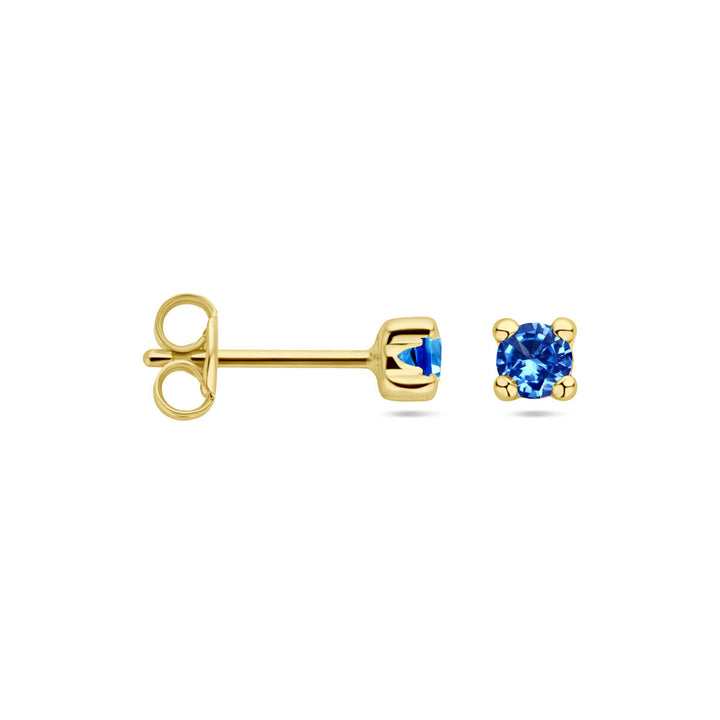ear studs synth. aquamarine 14K yellow gold