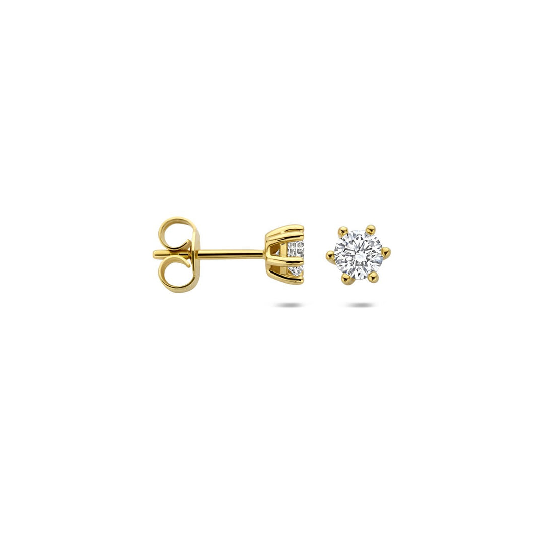 Gouden oorknopjes met lab grown diamant – 14k geelgoud